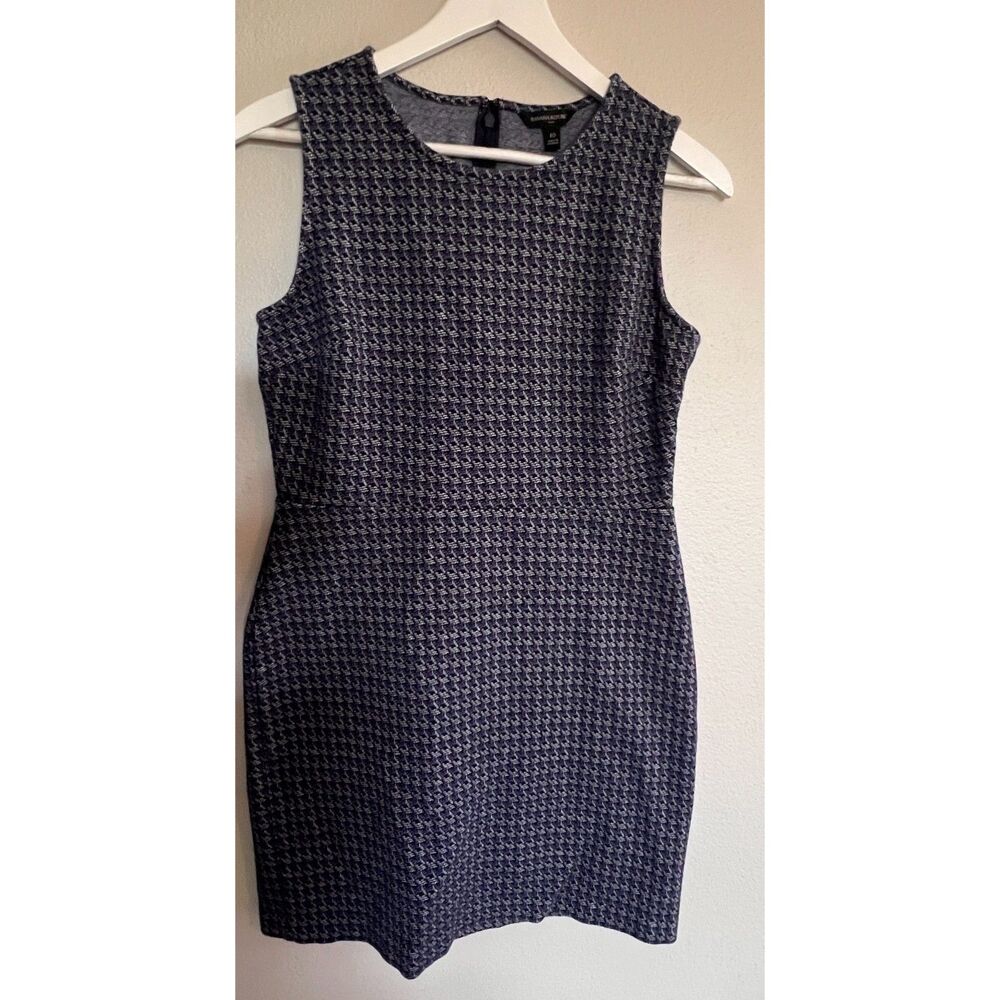 Banana Republic Blue/Black Houndstooth Sleeveless Sleath Dress 10